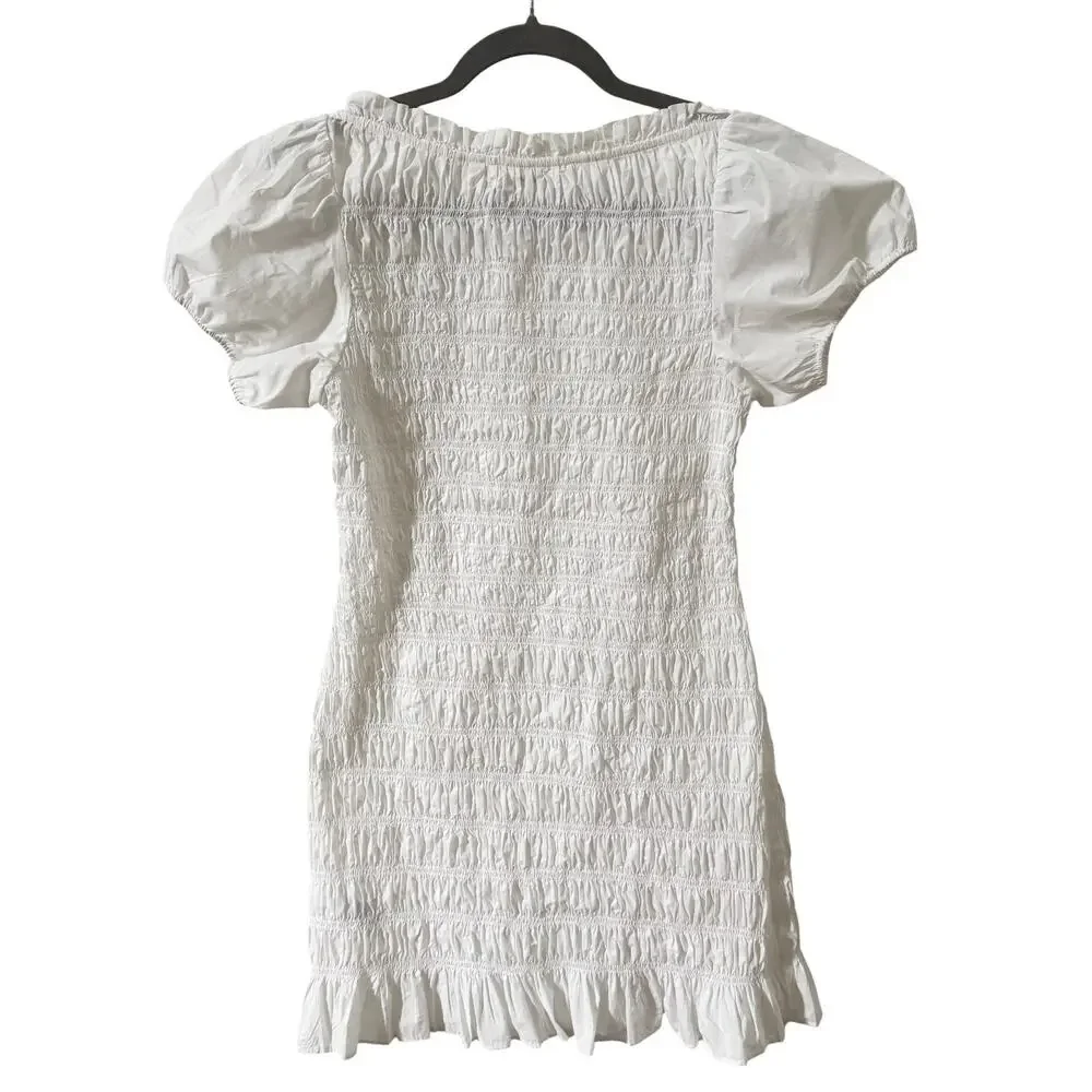 DOEN Rizzo Smocked Mini Dress in "Salt" White Cream Size Small - Picture 8 of 10